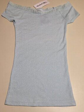 Michael Stars Powder Blue Cap Sleeve Stretch T Shirt